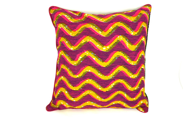 Pink Wave Wax Print Pillow