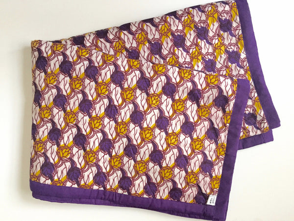 Violet Floral Wax Print Wholecloth Quilt